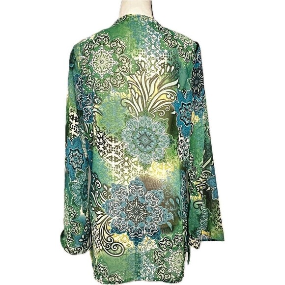Raviya V-Neck Embellished Sheer‎ Tunic Top With Flare Sleeves Size Small - Picture 3 of 10